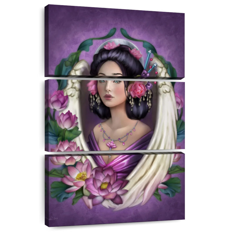 Leisha Lotus Flower Angel Guide, 32" H x 20" W