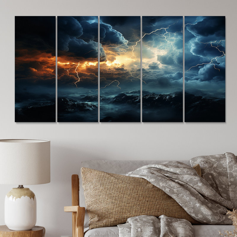 Éclairage orageux sur toile, 5 pièces