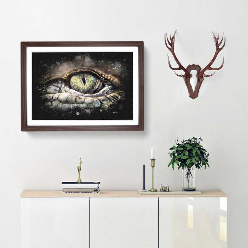 Crocodile Eye - Framed Print, Walnut Framed, 33cm H x 45cm W x 2cm D