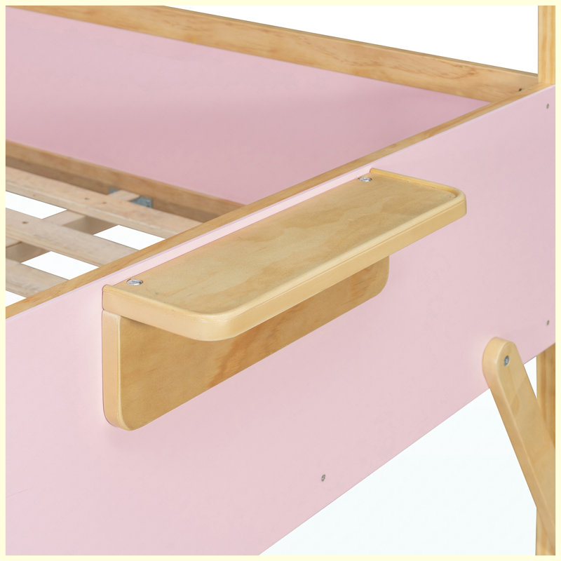 Lit superposé double avec escalier et lumières DEL 3 couleurs, rose