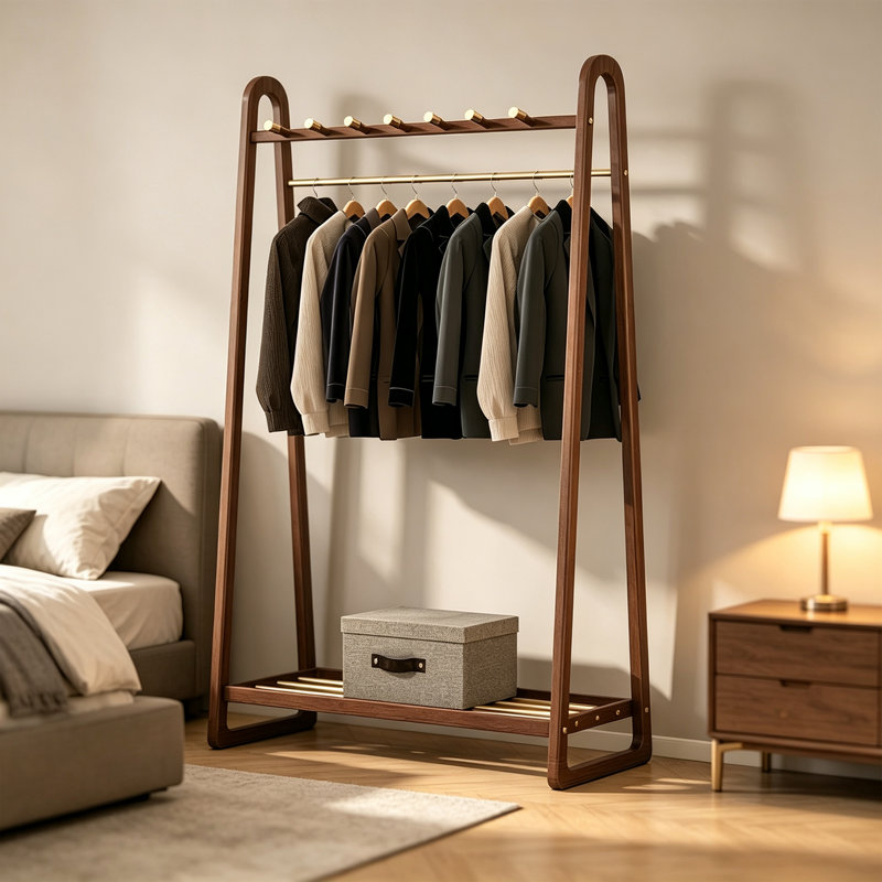 Solid Ash Wood Freestanding Coat Rack