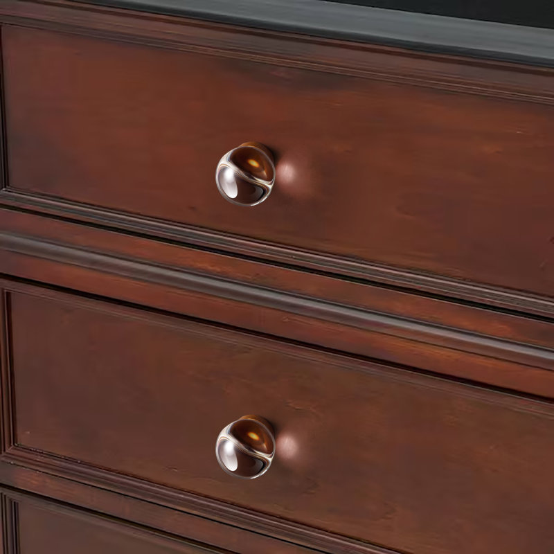 Boutons d'armoire ronds en cristal transparent avec base en laiton, Blanc