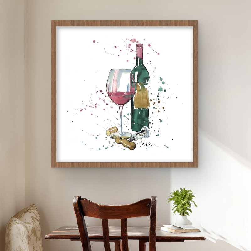 Bouteille de vin rouge - reproduction encadrée