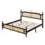 Base de lit en bois avec tête de lit en rotin-184032120-184032122