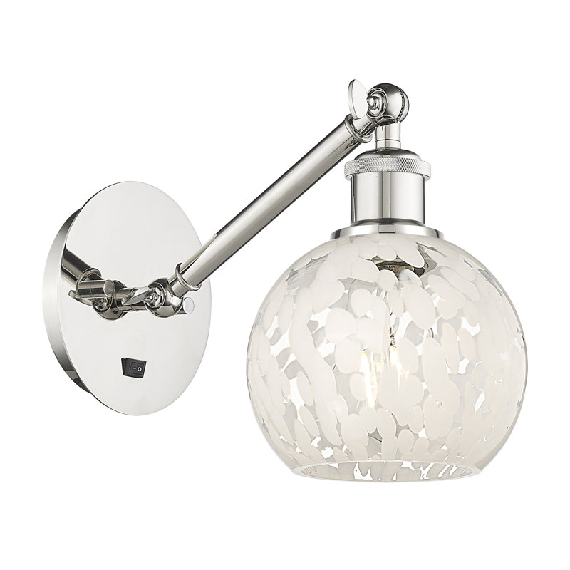 Applique murale 1 lumière Ballston White Mouchette, H 8 po x l 6 po x P 12 po, Nickel poli