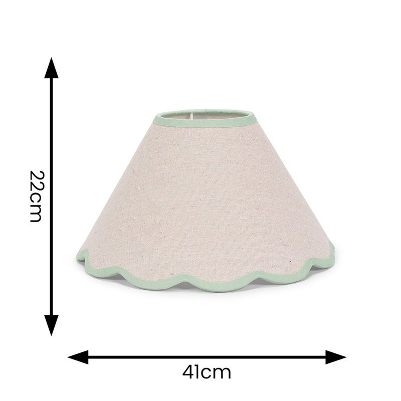 Florie Linen Blend Tapered Pendant Shade ( Clip On ), Cream/Green, 22cm H x 41cm W x 41cm D