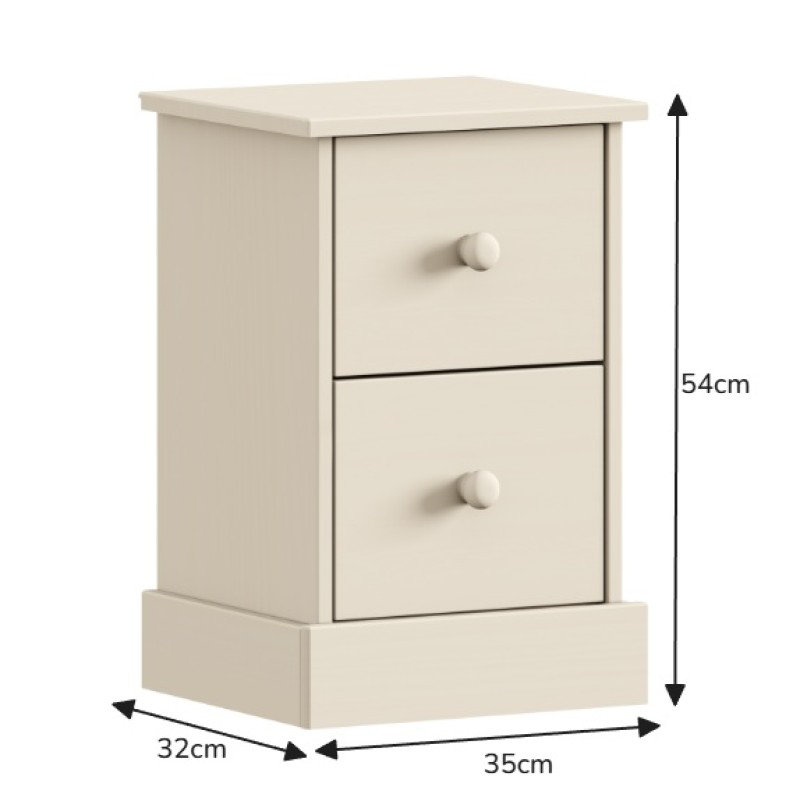 35cm W Solid Wood Bedside Table, White