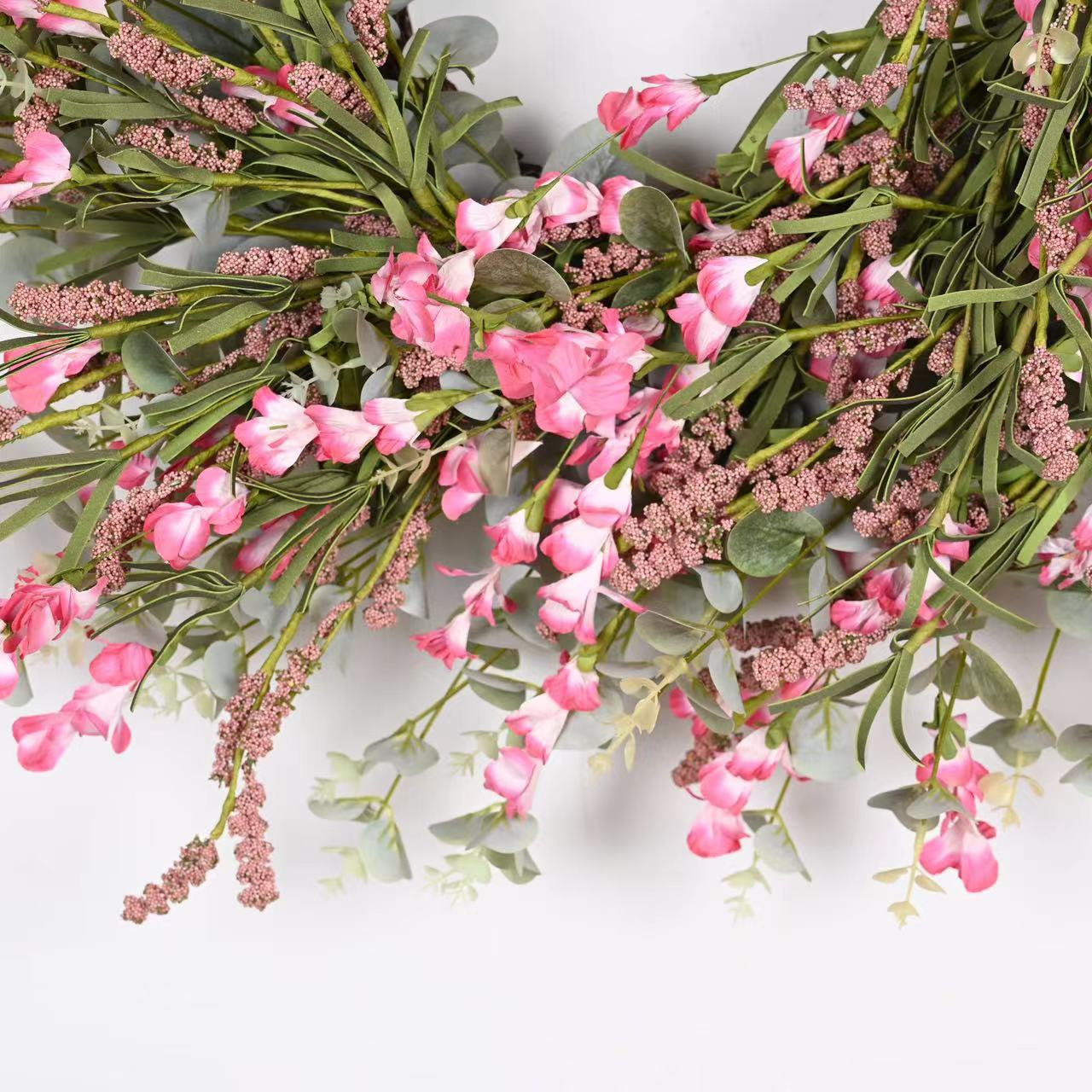 26" Handcrafted Foliage Berry Everyday Wreath, Pink