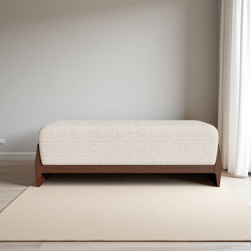 Rubber Solid Wood Bench With Thick Soft Cushions, Can Accommodate Three People