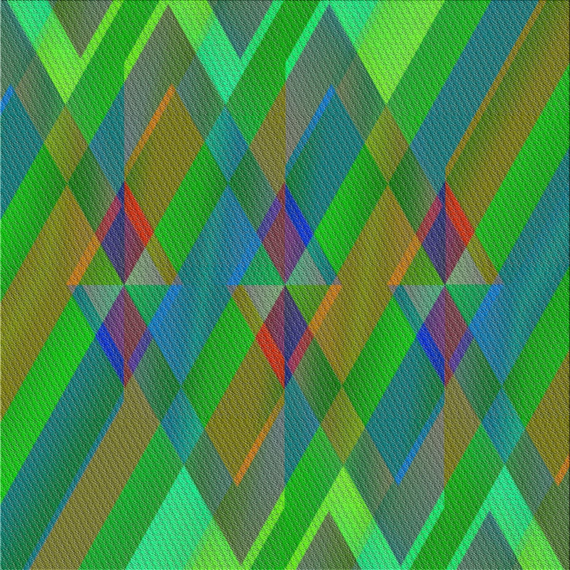 Tapis vert/bleu tissé à la machine, Carré 5 pi
