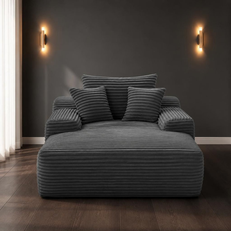 Méridienne convertible moelleuse avec accoudoirs larges et coussins décoratifs, fauteuil confortable avec canapé-lit désossé, sièges confortables multifonctionnels