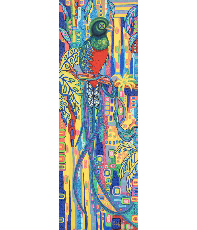 Magnifique imprimé quetzal fait à la main