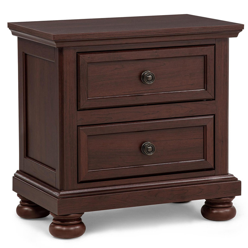 Mobilier de chambre à coucher contemporain à 2 tiroirs avec table de chevet en bois de cerisier