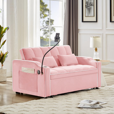 1 canapé-lit pliable polyvalent en 3 longueurs, 1 canapé-lit moderne en velours coulissant, un dossier réglable et un port USB, un cendrier et un support pour téléphone pivotant 