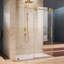 Cabine de douche coulissante sans cadre l 60 po x P 36 po x H 76 po avec verre brossé doré 3/8 po-130119044-129741594