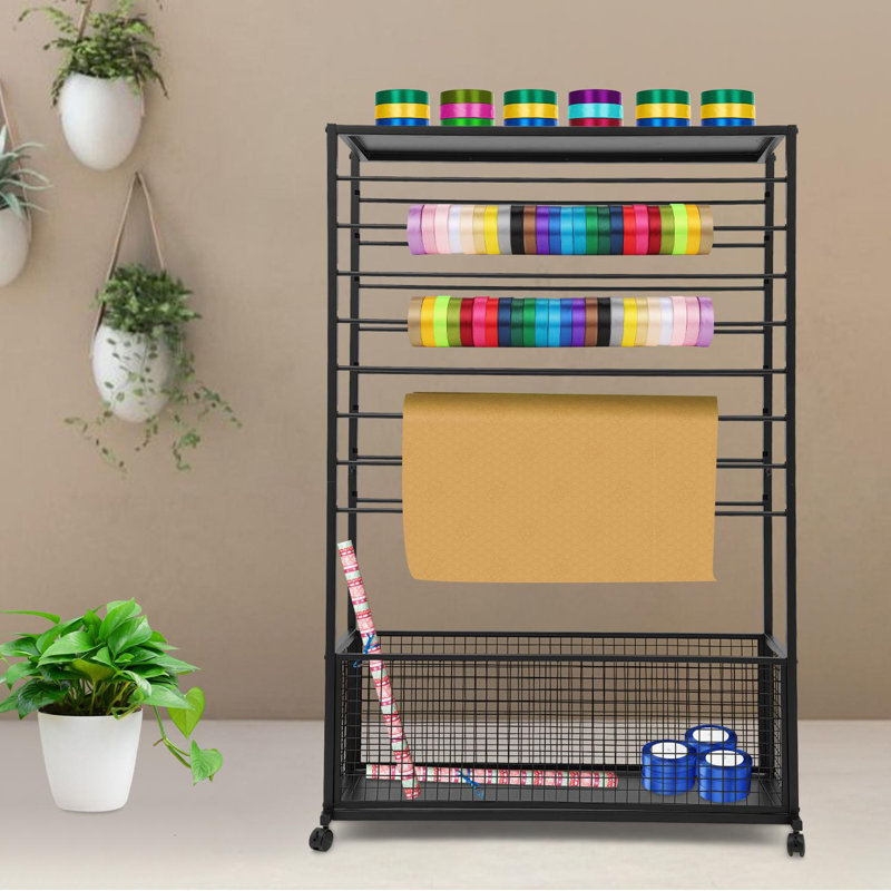 Support de rangement pour papier sur pied à 16 niveaux, H 59,06 po x l 39,37 po x P 12,6 po, Noir mat