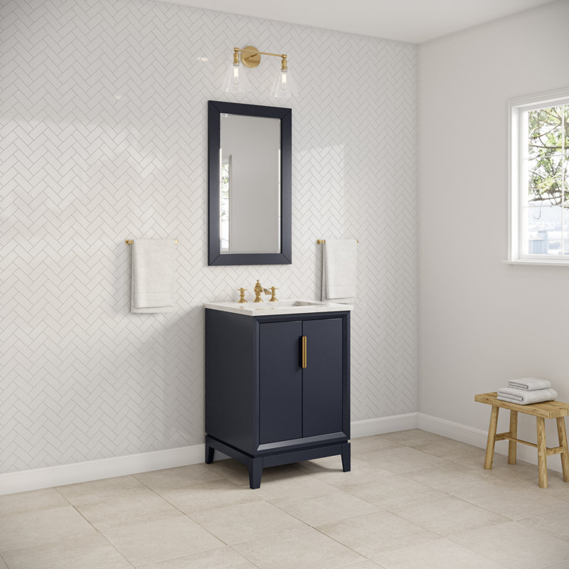 Elizabeth 24" Single Bathroom Vanity Set with Mirror, Monarch Blue, Waterfall
