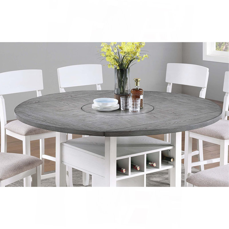 Ensemble de salle à manger à hauteur de comptoir 7 pièces Contemporary, Blanc antique, Blanc antique