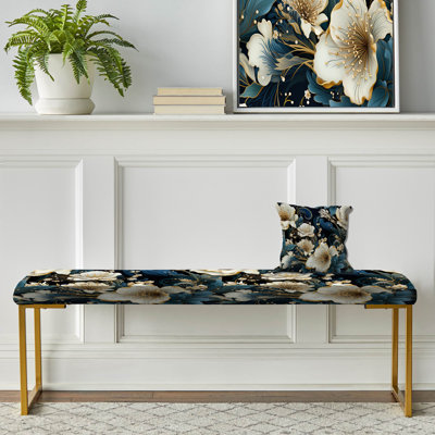 Motif floral rétro Glamour - Banc rembourré floral doré