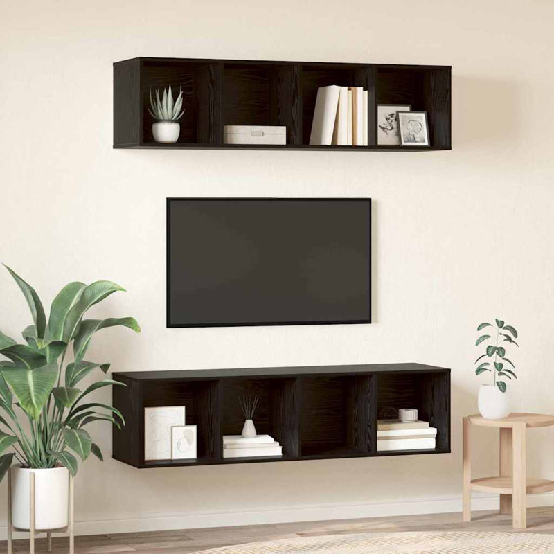 TV Cabinet Set 2 Pcs 37 X 37 X 142.5 Cm, Black Oak