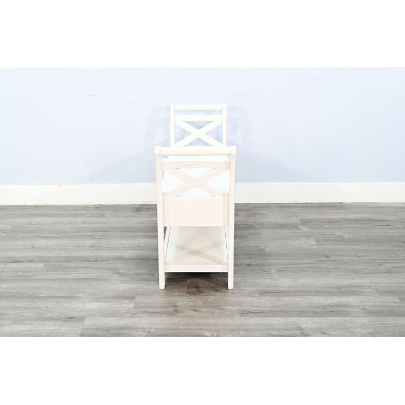 Sorush Solid Wood Storage Bench, Marble White