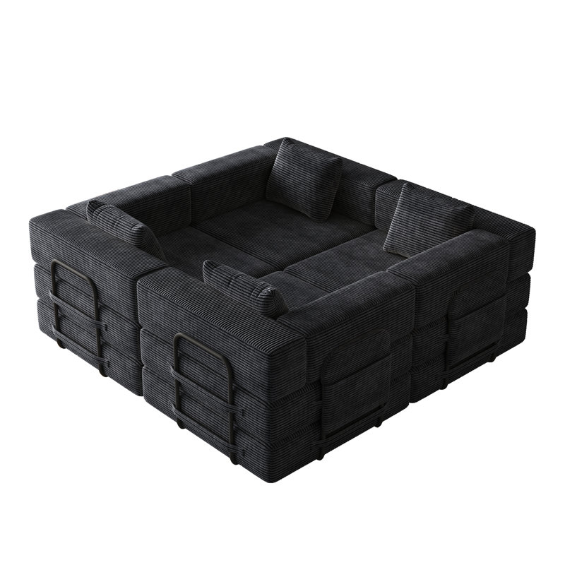Canapé-lit pliant, Tissu noir clair