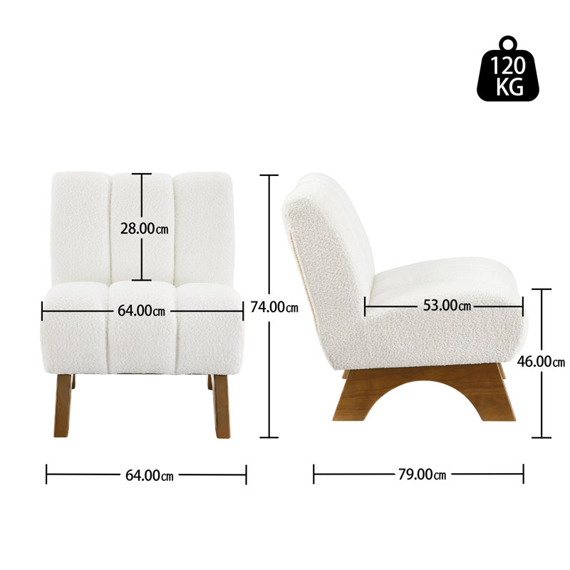 Brinlei 64cm Wide Tufted Lounge Chair, Off White