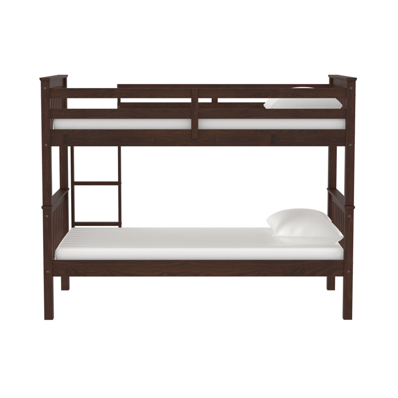 Brinna Kids Twin Over Twin Bunk Bed, Walnut