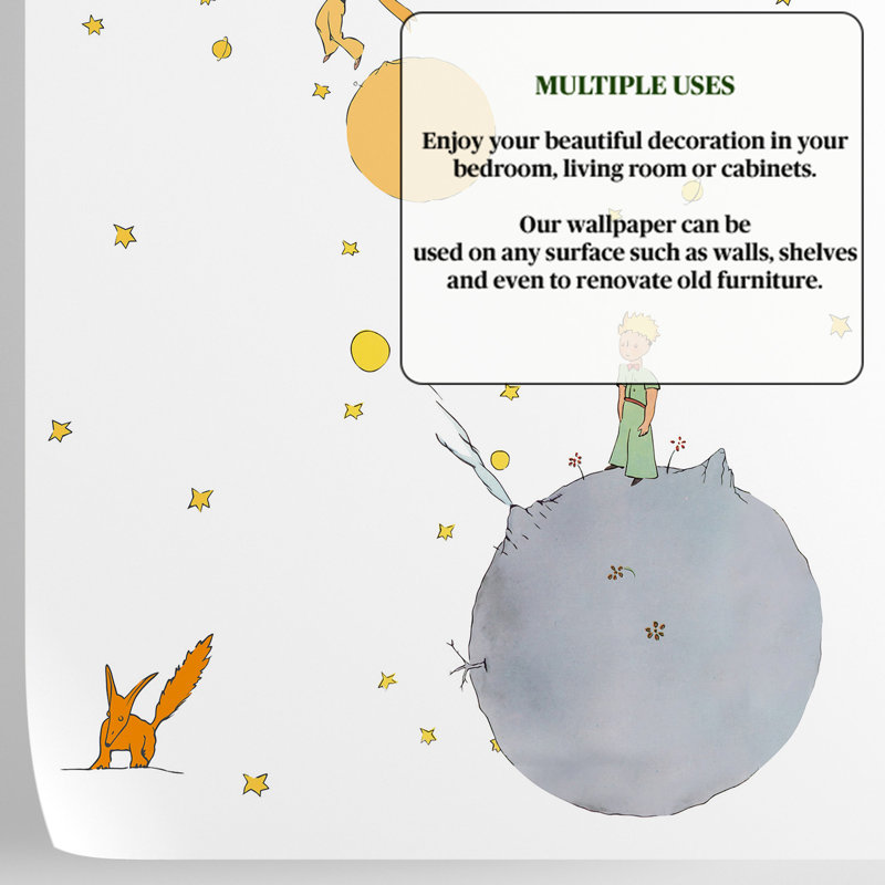 The Little Prince Wallpaper, White Background Nursery