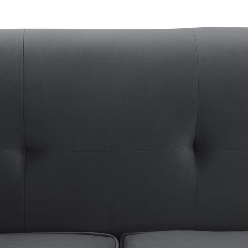 Canapé rembourré en tissu gris 90 po avec pieds en acier inoxydable brossé Wynnora