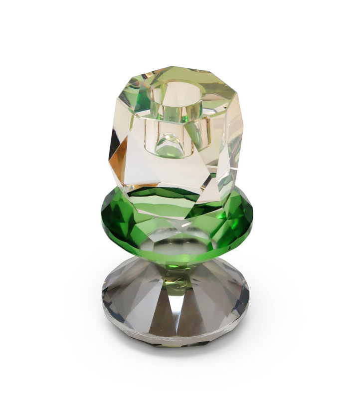 Tricolored Crystal Candlestick - Amber/Green/Pink