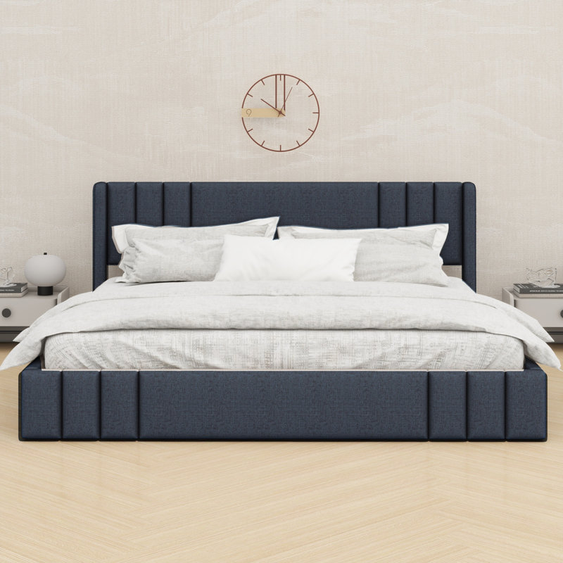 Base de lit tapissier avec tête de lit Minimalist, King, Gris