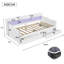 UK Single 3ft Wooden Daybed with App-Controlled RGB LED Lights & 2 Storage Drawers on Wheels, 90x190cm Multifunctional Guest Bed Frame with Integrated Bookshelf Headboard, White