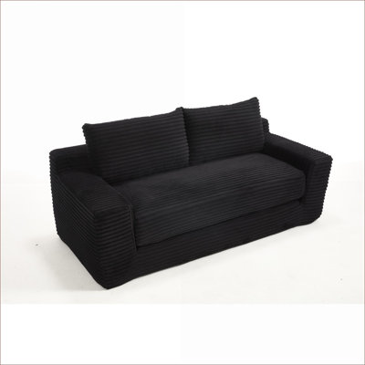 Canapé convertible en forme de L, sans assemblage, canapé compact en mousse viscoélastique pour petits espaces | Noir | Tissu