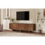 Meuble télé rétro avec grain de bois et console multimédia avec porte ondulée-131240230