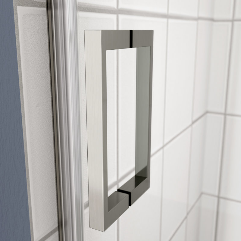 5/16" Tempered Glass Shower Sliding Door With Quiet And Smooth Operation - Static-, Silver