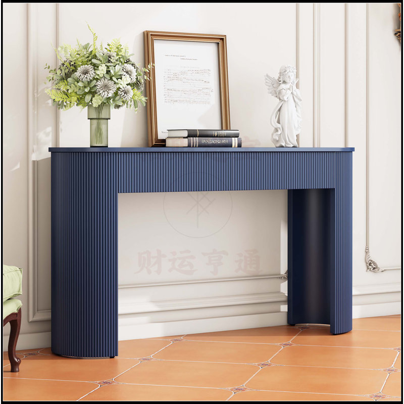 Entryway Table with Fluted Design, Navy