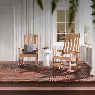 Ensemble de 2 chaises berçantes d'extérieur surdimensionnées à dossier haut toutes saisons