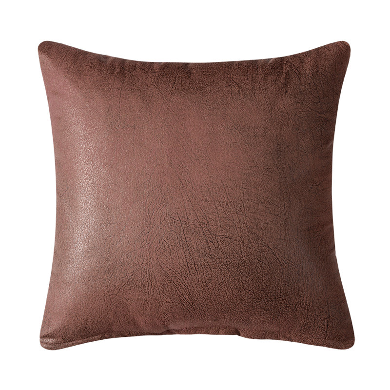 Coussin en similicuir, Brun, H 14 po x l 20 po, Pillow Cover Only - No Insert