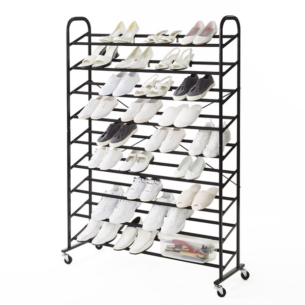 Honey-Can-Do 13.4 in. H 6-Pair White Wash Bamboo 2-Tier Shoe Rack