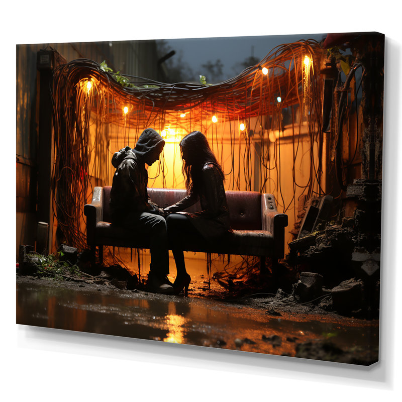 Street Art, Muse romantique - Art mural romantique, H 32 po x l 24 po x P 1 po, Toile tendue