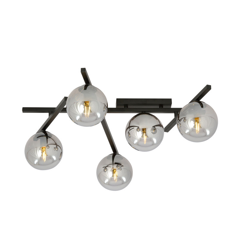 Glass Flush Mount, Graphite, 31cm H x 55cm W x 55cm D