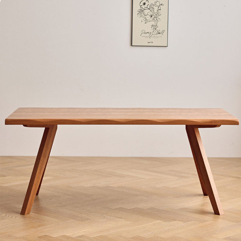 Super Thick Long Board Table Cherry Solid Wood Dining Table, 29.53" H x 94.4" W x 35.4" D