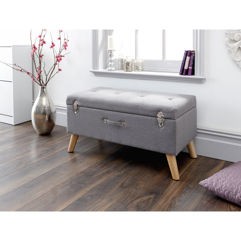 Baucau 90.5cm Wide Tufted Rectangle Solid Colour Ottoman with Storage, Grey