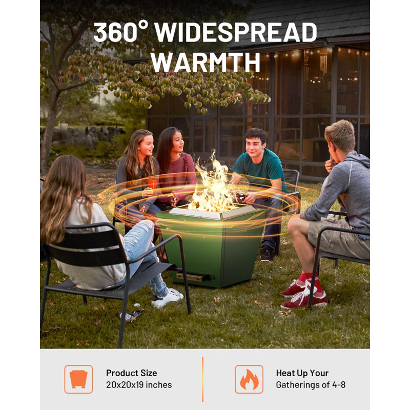 20 inch Smokeless Fire Pit, Wood Burning Fireplaces w/ Pull-Out Ash Pan, Portable Outdoor Firepits