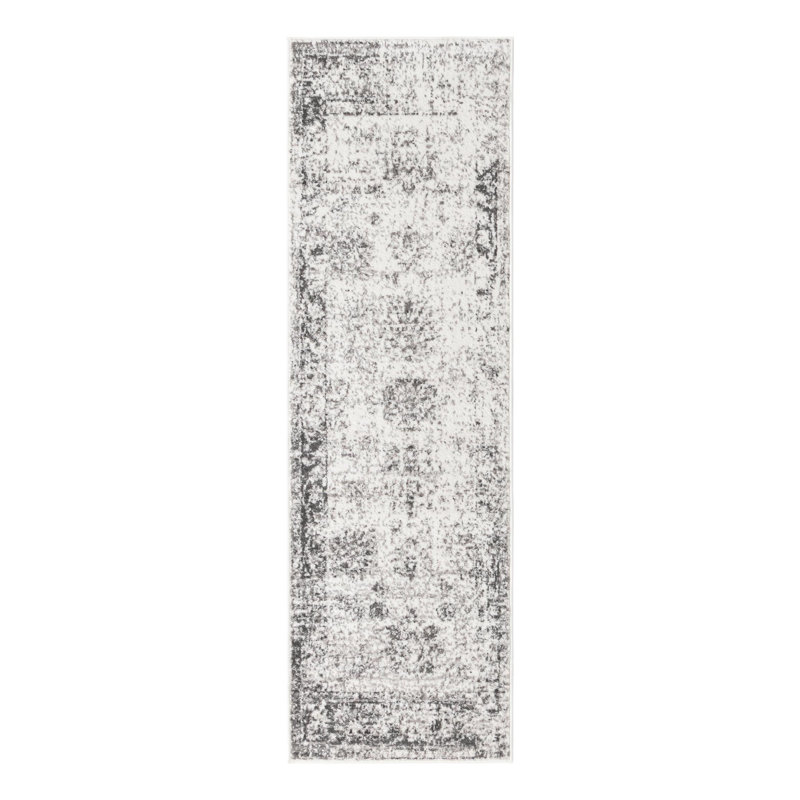 Tapis à motifs floraux Brandt, Non, Grey, Tapis de couloir 2 pi x 6 pi 7 po