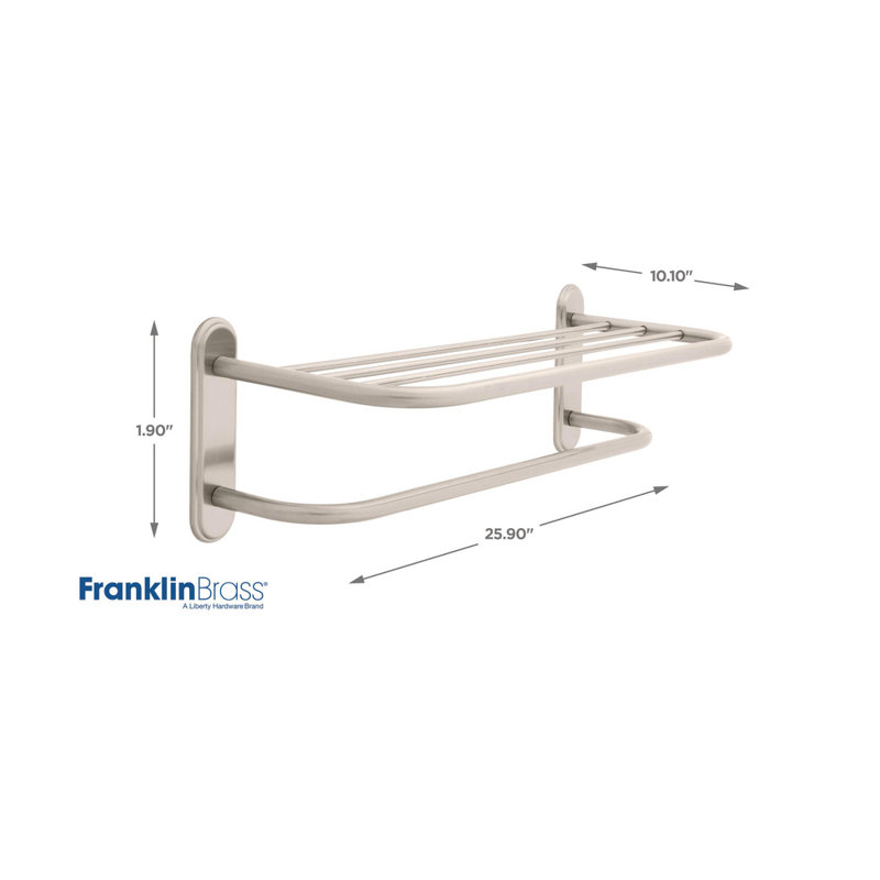 Metal Bracket Shelf with Towel Bar, Brushed Nickel