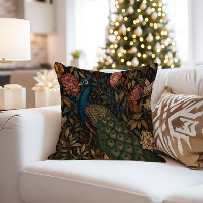 Housse de coussin animaux animaux William Morris - Peacock