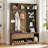 Multifunctional Hall Tree With Removable Linen Cushioned Storage Bench,DIY Pegboard And 4 Hooks-1855542554