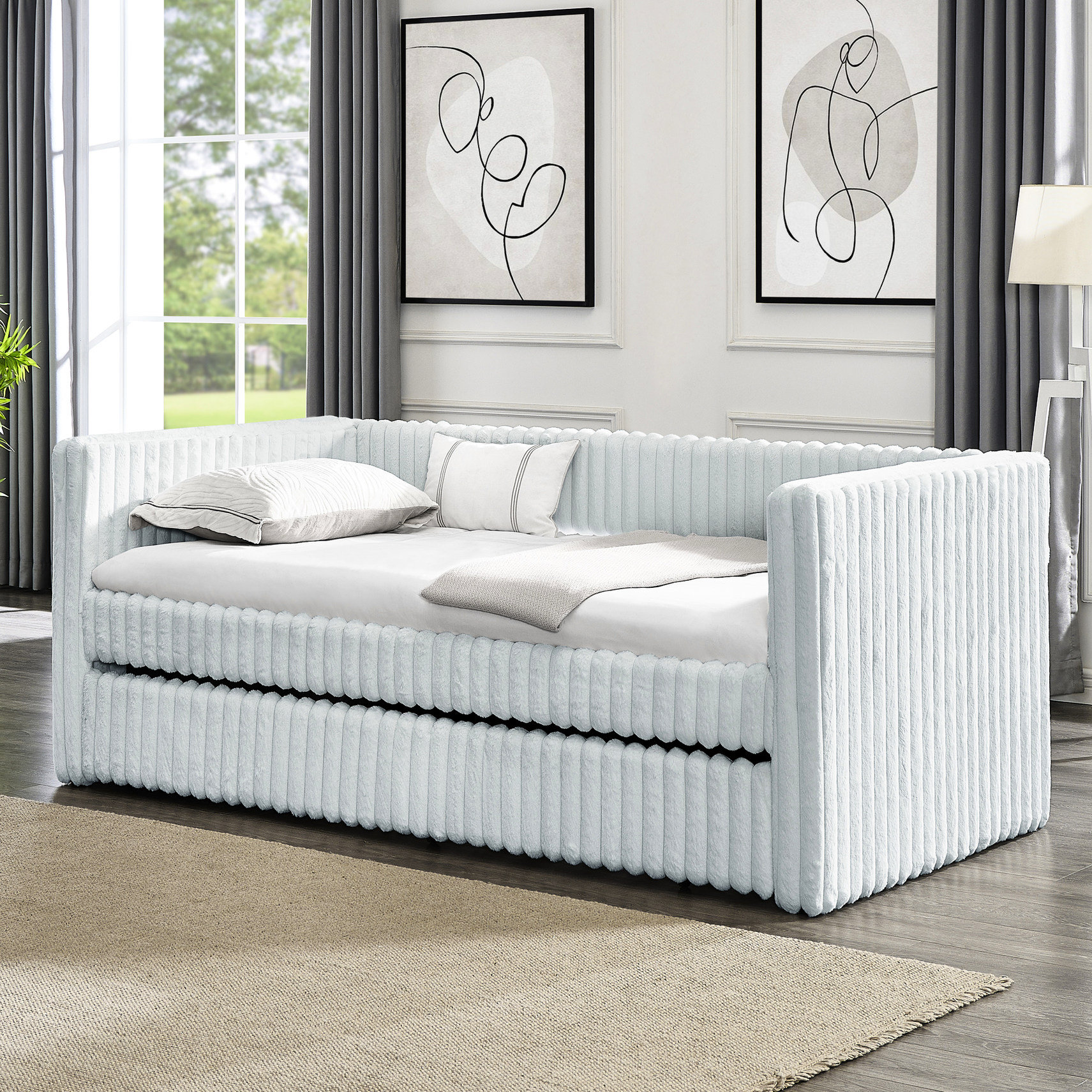 Latitude Run® Grey Upholstered Twin Size Daybed For A Contemporary Feel ...